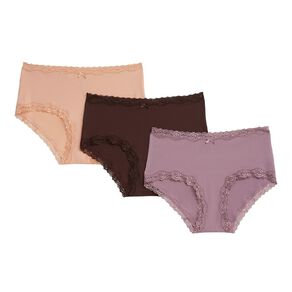 H&H Women's Rib And Lace Shortie Briefs 3 Pack