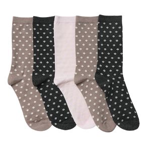 H&H Women's Crew Jaquard Socks 5 Pack