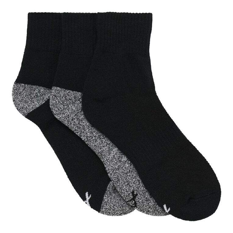 Active Intent Women's Quarter Crew Sport Socks 3 Pack, Black W25, hi-res