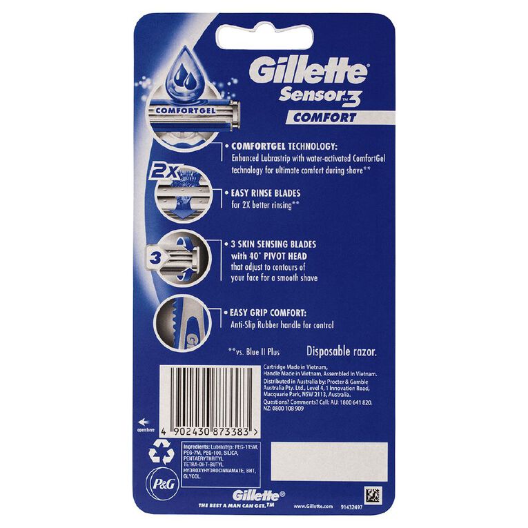 Gillette Sensor 3 Disposable Razor Comfort 8 Pack The Warehouse