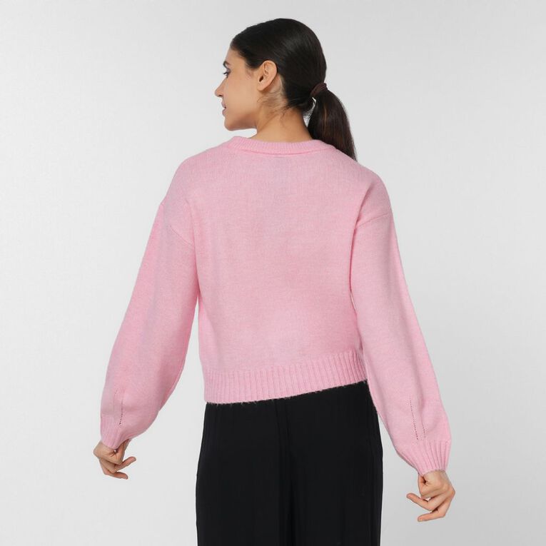 H&H Women's Billow Sleeve Taped Knit, Pink Light, hi-res