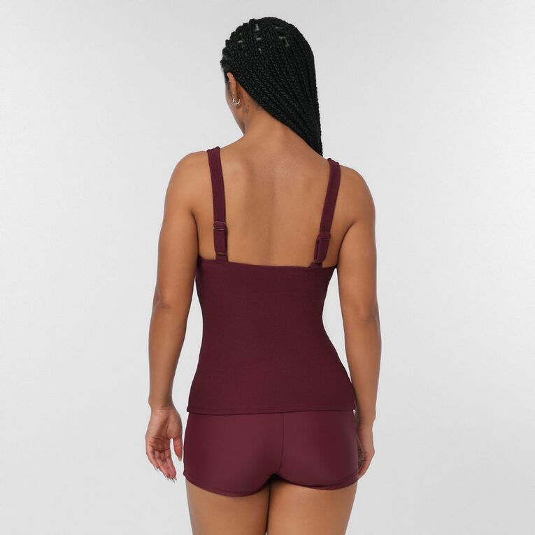 H&H Women's Crinkle Tankini, Red Dark, hi-res