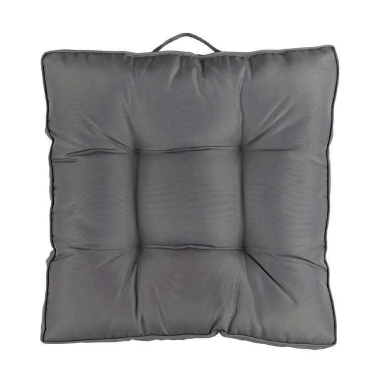 Living & Co Outdoor Floor Cushion Leaves Grey 55cm x 55cm, , hi-res