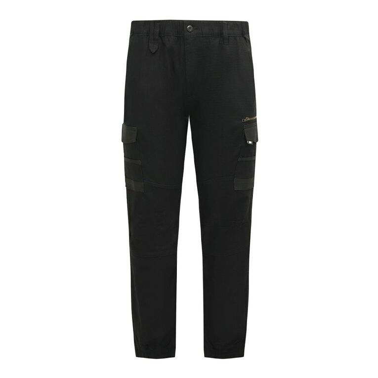 Rivet Men's Cuffed Flex Cargo Pants, Black, hi-res