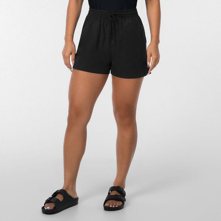 H&H Women's Short Suede Boardshorts, Black, hi-res