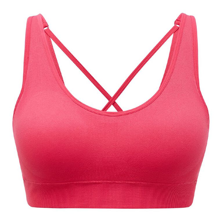 Active Intent Women's Seamfree Strappy Sports Bra, Red Dark, hi-res
