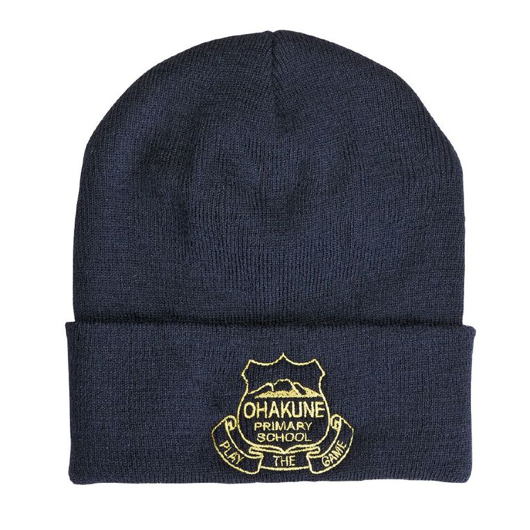 Schooltex Ohakune Beanie with Embroidery, Navy, hi-res