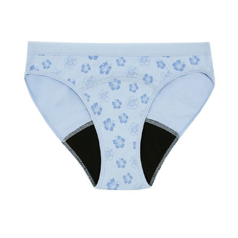 Love Luna Teen First Period Bikini Briefs 2 Pack, Black/Blue, hi-res