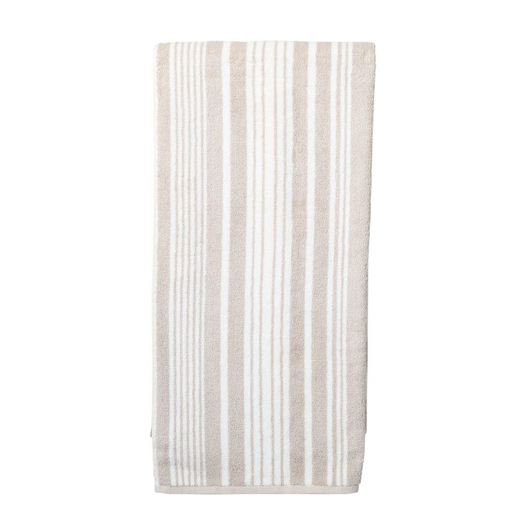 Living & Co Striped Bath Towel Grey Light 68cm x 137cm, , hi-res