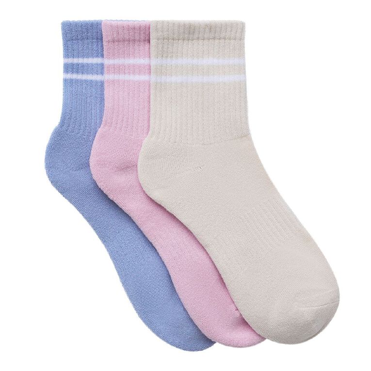 Active Intent Women's Stripe Half Crew Socks 3 Pack, Natural, hi-res