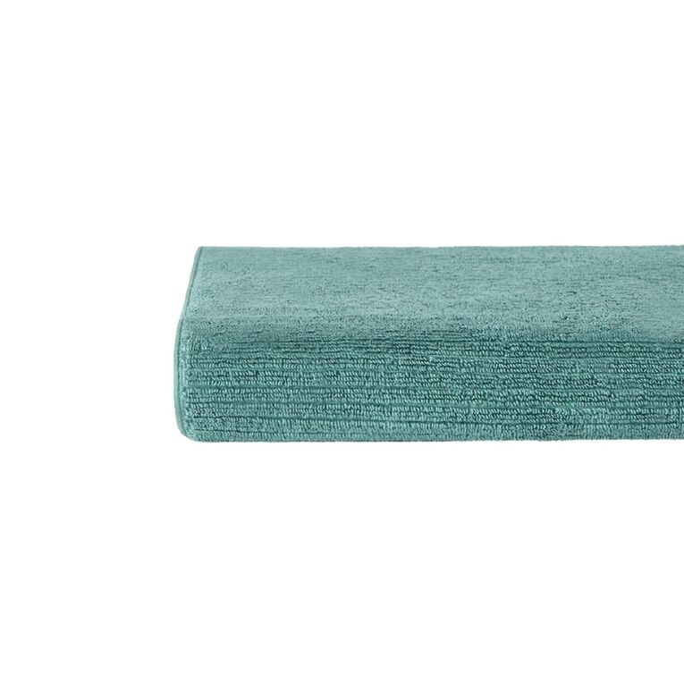 Living & Co Plush Ribbed Bath Towel Green 68cm x 137cm, Green, hi-res