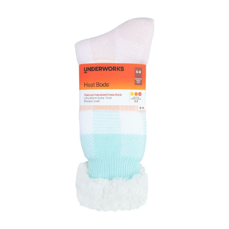 Underworks Women's Heat Bods Sherpa Crew Socks 1 Pack, Pink, hi-res