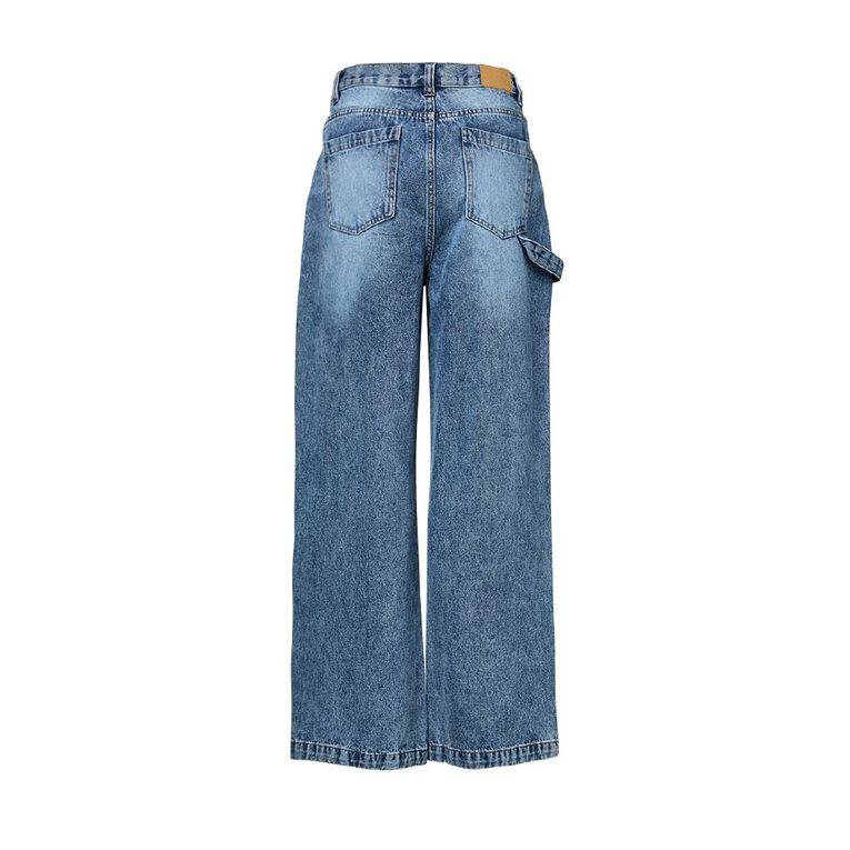 H&H Women's High Rise Straight Leg Carpenter Jeans, Denim Mid, hi-res
