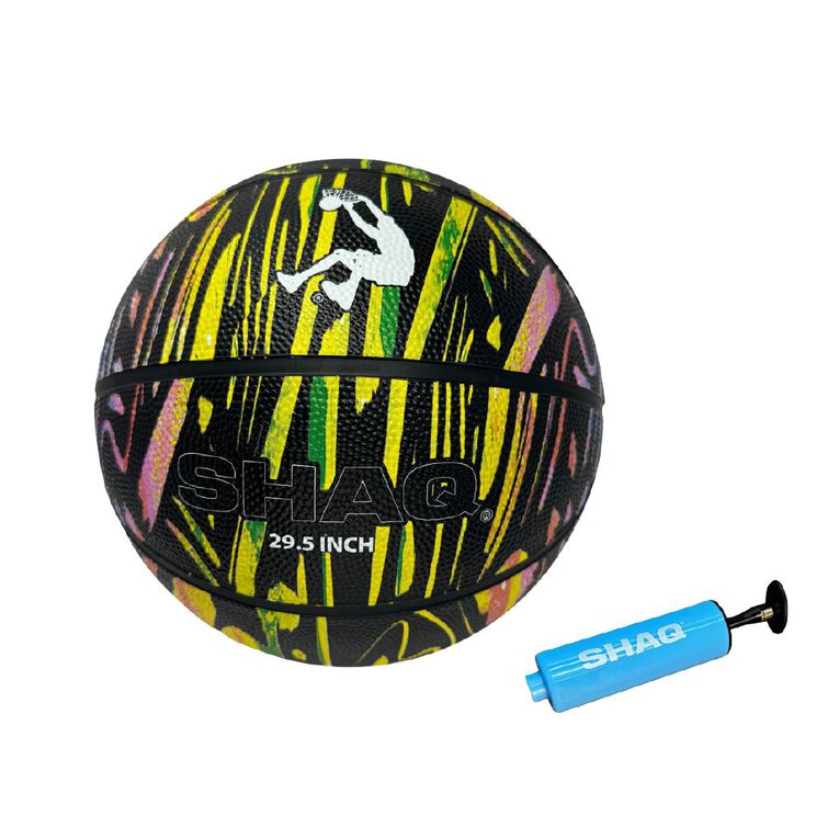 Shaq Rubber Basketball with Pump 29.5 Inches Size 7 Multi-Coloured, , hi-res