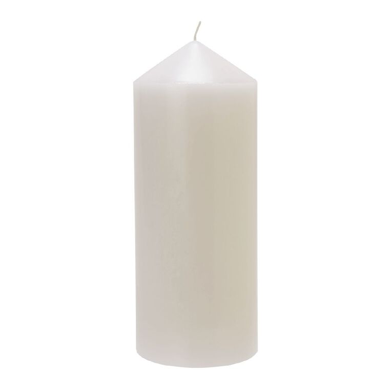 Living & Co Unscented Pillar Candle White 10x25cm, , hi-res