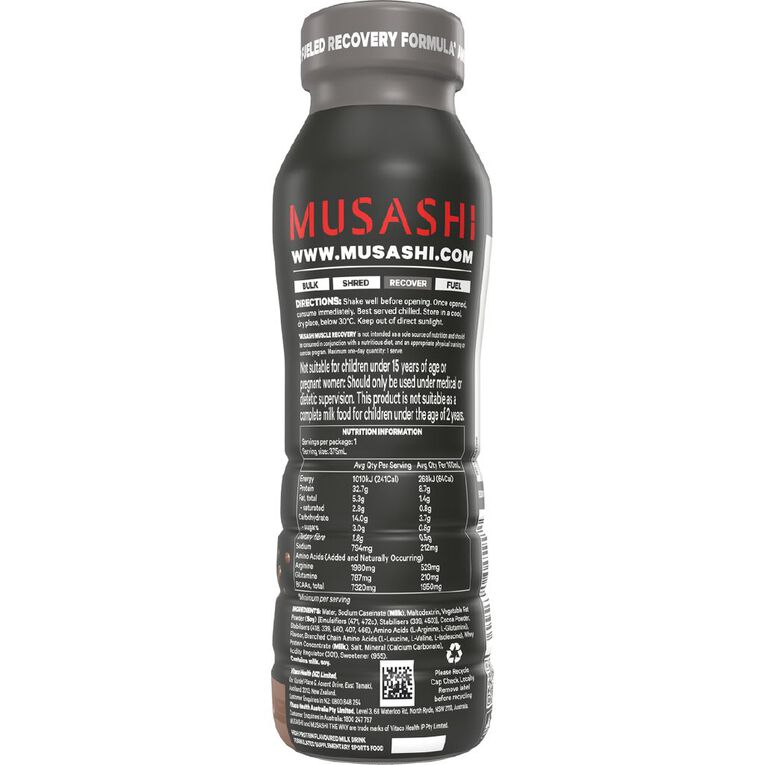 Musashi Muscle Recovery Chocolate 375ml, , hi-res