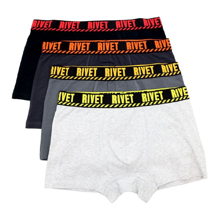 Rivet Men's Trunks 4 Pack, Charcoal, hi-res