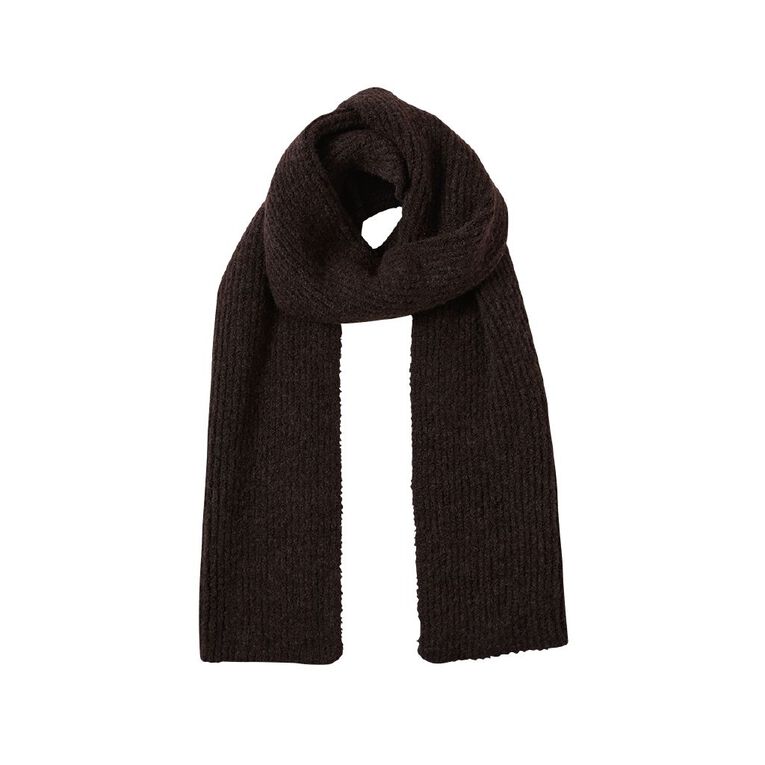 H&H Women's Supersoft Rib Scarf, Brown Dark, hi-res