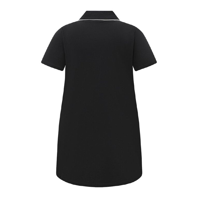 H&H Women's Plus Button Front Nightie, Black, hi-res