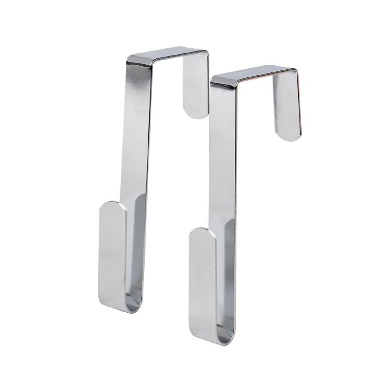 Living & Co Over the Door Hook 2 Pack Silver, , hi-res