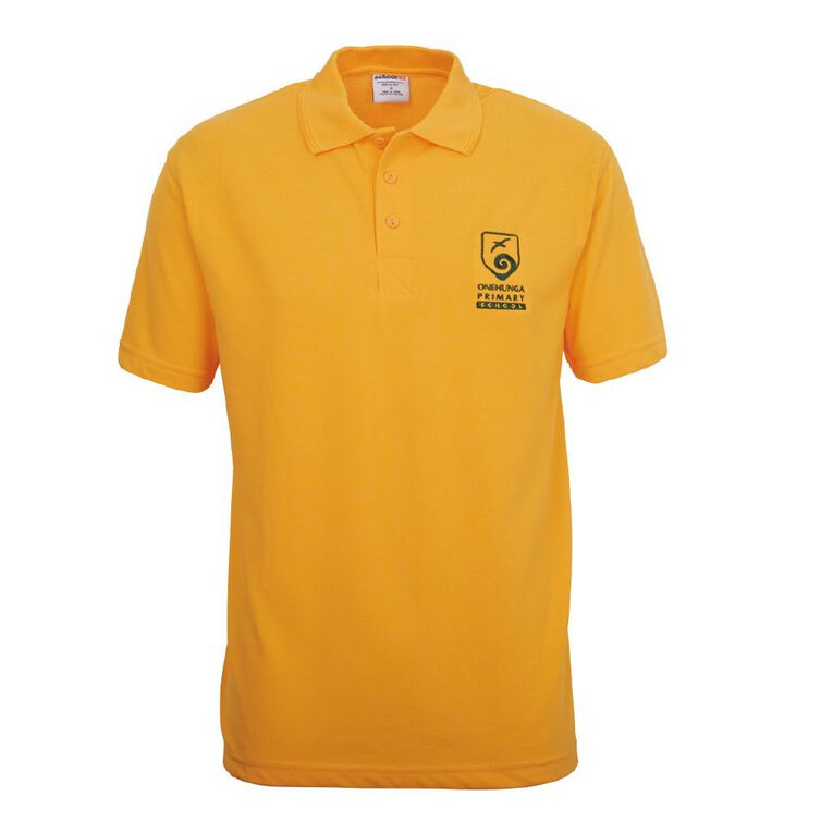 Schooltex Onehunga Primary School Short Sleeve Polo with Embroidery, Gold, hi-res