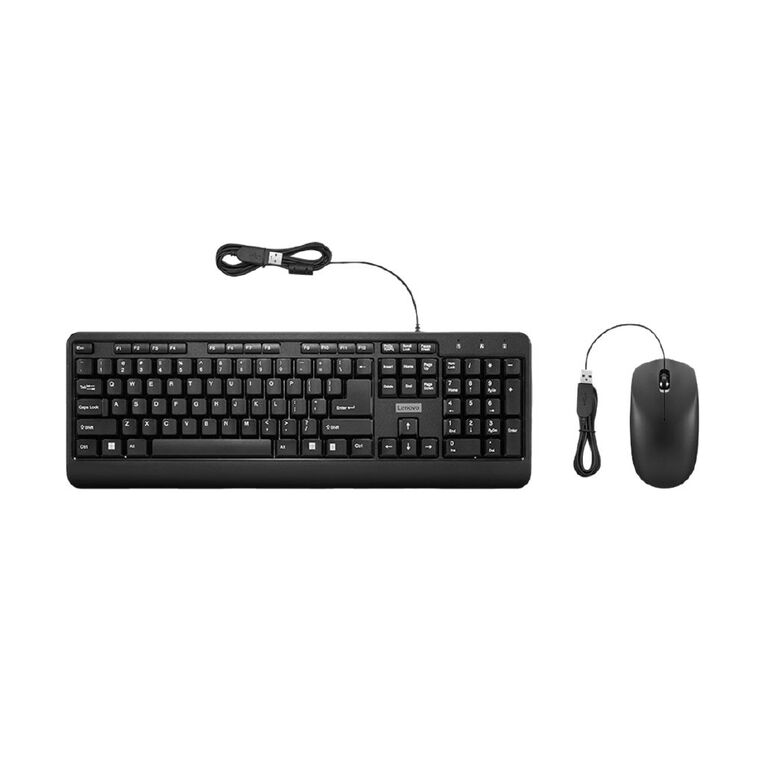 Lenovo 160 Wired Combo Keyboard And Mouse Black, , hi-res