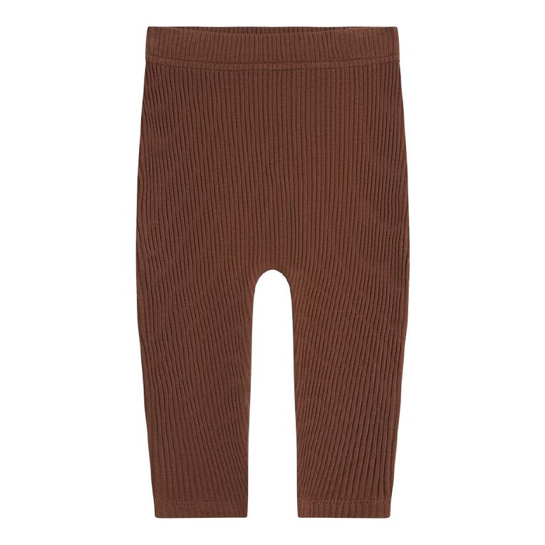 Young Original Babies' Rib Leggings 3 Pack, Brown, hi-res