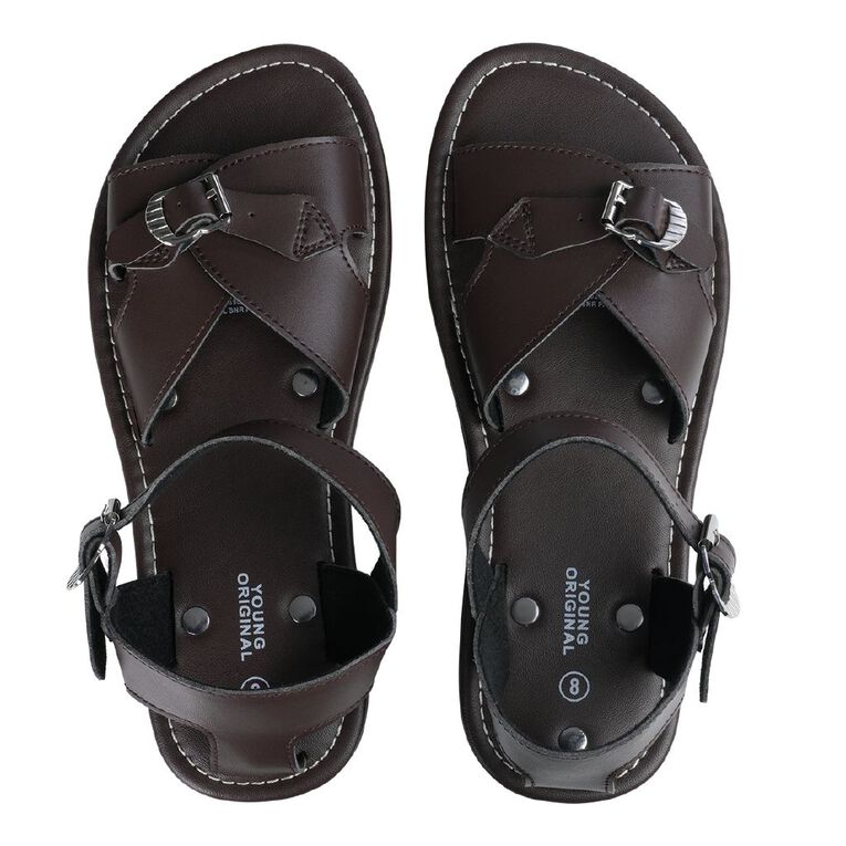 Young Original Senior Kids' Payton School Sandals, Brown Mid, hi-res