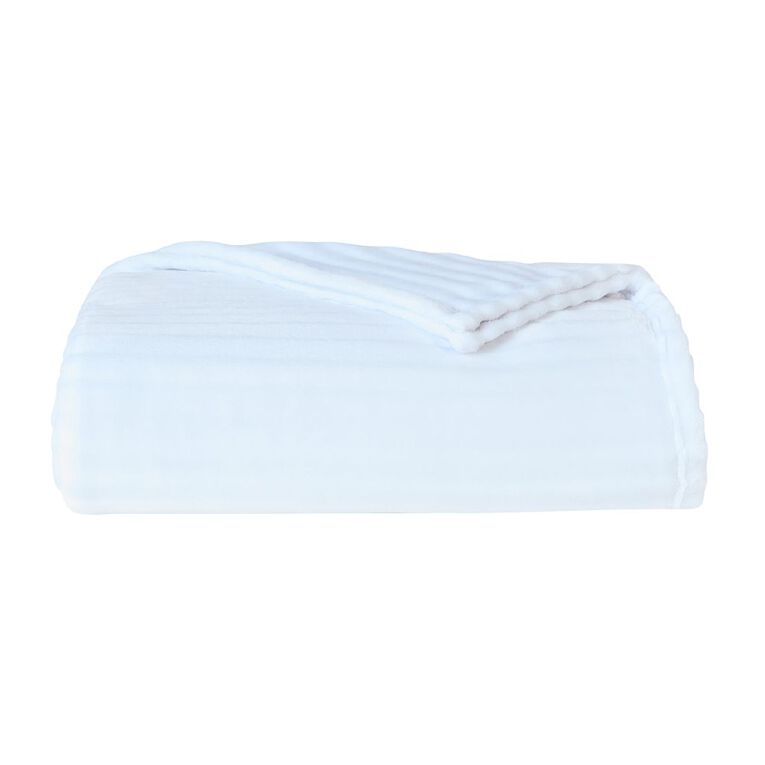 Living & Co Ultra Soft Textured Blanket White Queen, White, hi-res