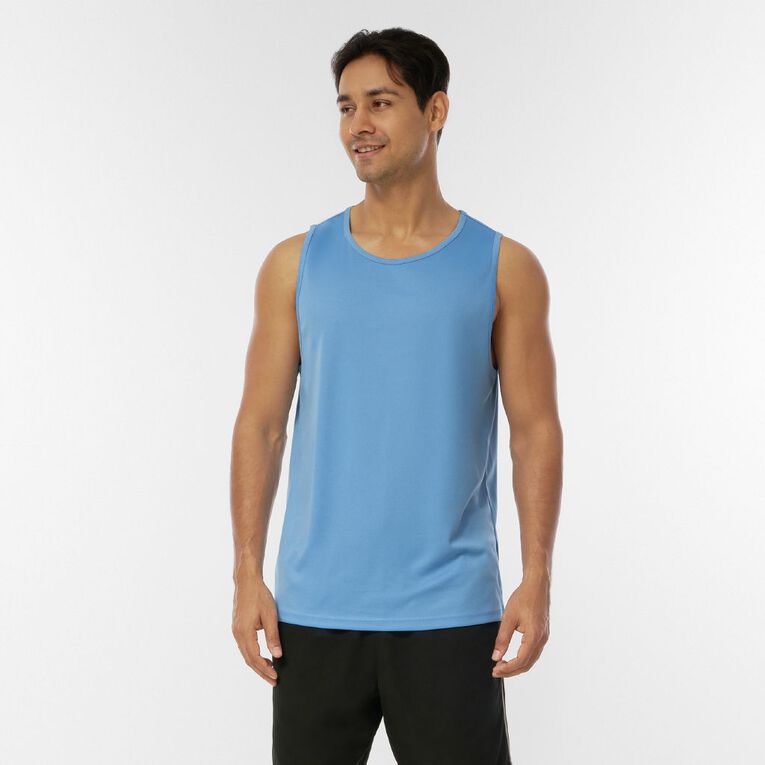 Active Intent Men's Cooldry Singlet, Blue Mid, hi-res