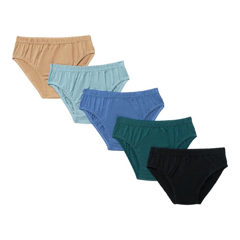 H&H Boys' Essential Briefs 5 Pack, Black/Blue, hi-res