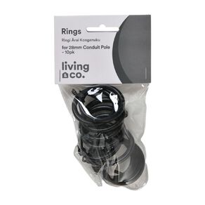 Living & Co Curtain Rings For 28mm Conduit Pole 10 Pack Black