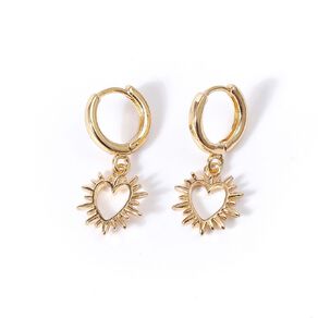 Gold Plated Heart Sunray Earrings