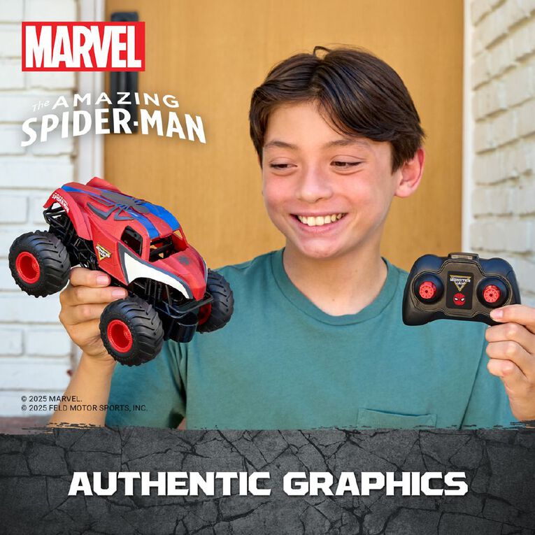 Monster Jam 1:24 Remote Control Spider Man Monster Truck, , hi-res