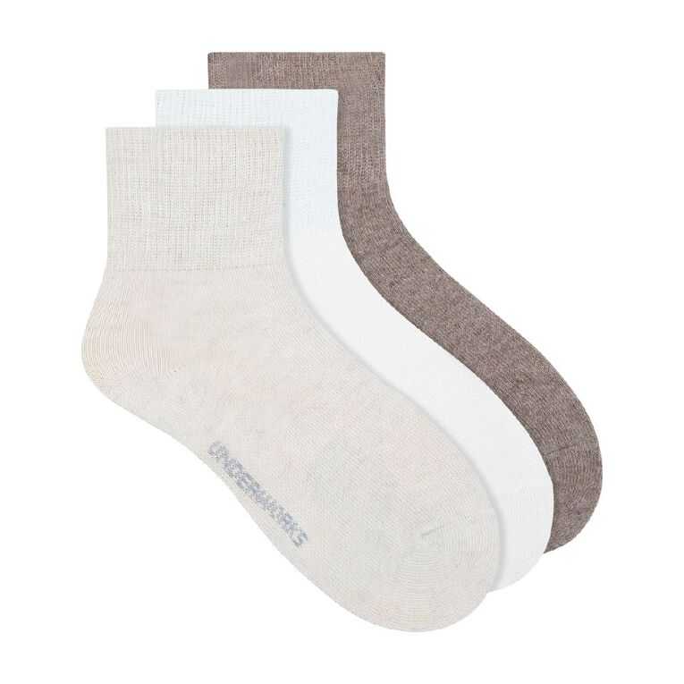 Underworks Women's Heat Bods Quarter Crew Boot Socks 3 Pack, Brown, hi-res