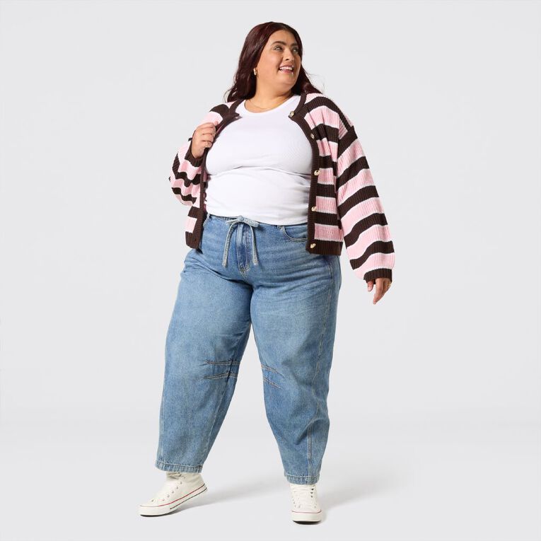 H&H Plus Women's Chunky Cardigan, Pink Mid, hi-res