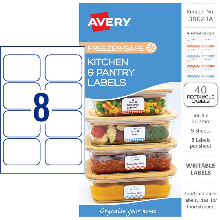 Avery Write-on Freezer Safe Rectangle Gingham Design Label 40 Pack