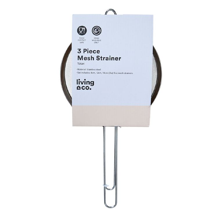 Living & Co Mesh Strainer Set Stainless Steel 3 Pack, , hi-res