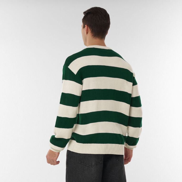Garage Men's Crewneck Striped Pullover, Green Dark, hi-res