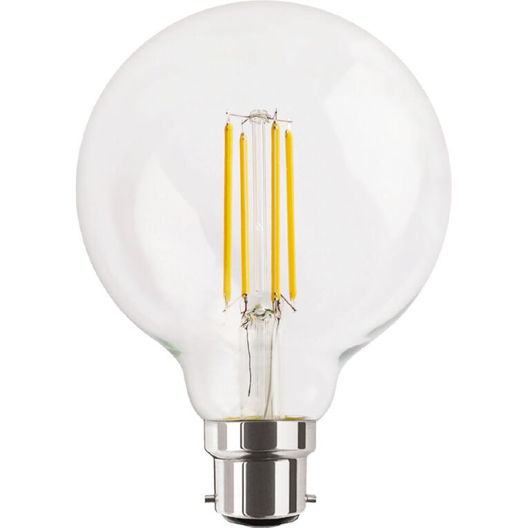 Edapt LED B22 Filament Round Light Bulb G95 8W Warm White, , hi-res