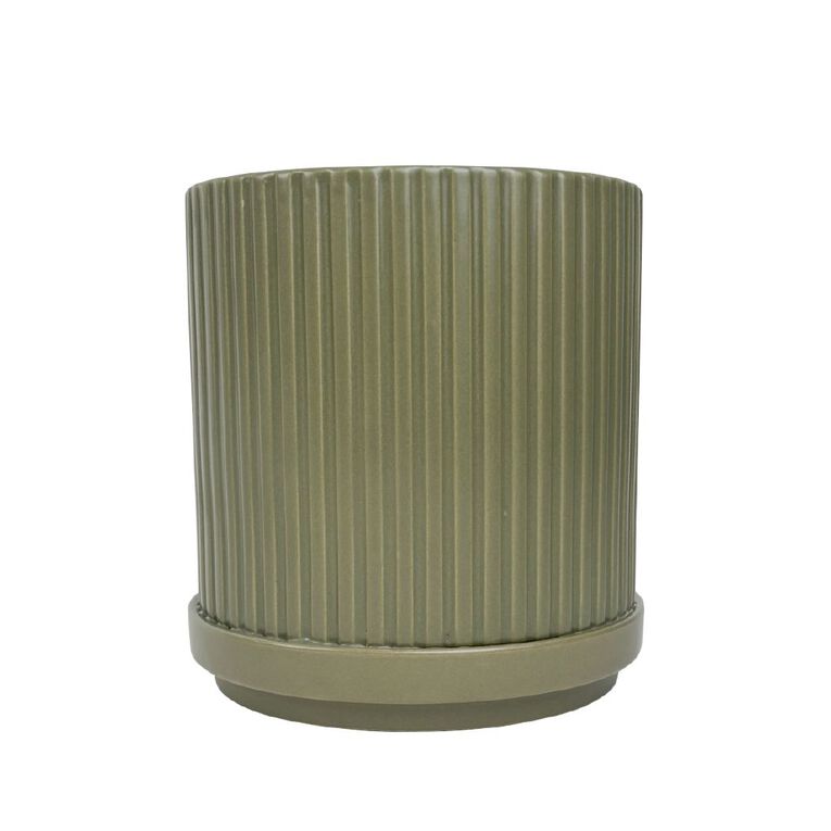 Kiwi Garden Stoneware Pot with Saucer 14cm Assorted, , hi-res