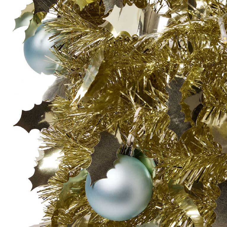 Wonderland Pop Up Christmas Tree With Baubles 40LED Gold - O 1.8m, , hi-res
