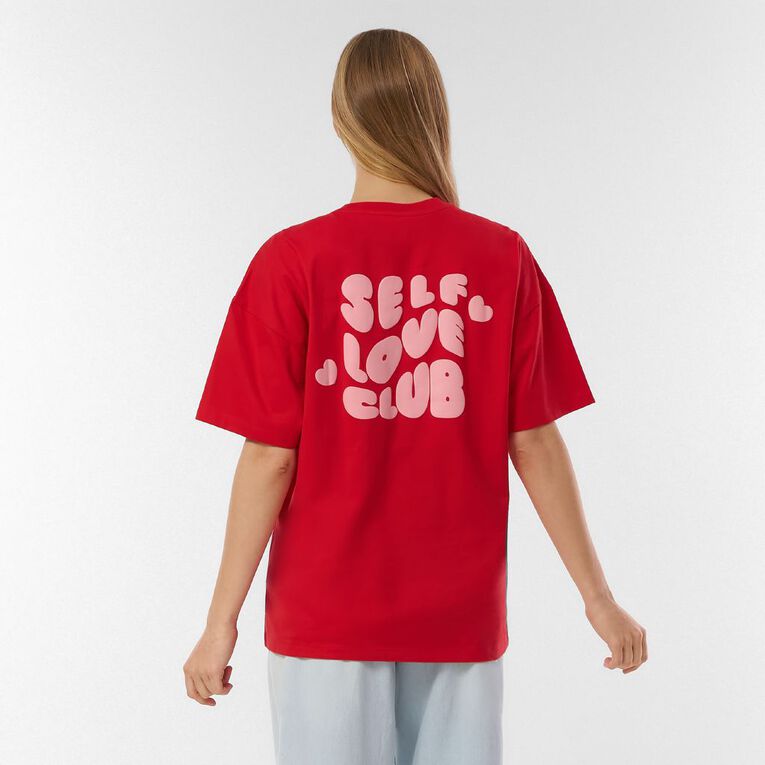 H&H Women's Mid Weight Boyfriend Print Tee, Red Mid, hi-res