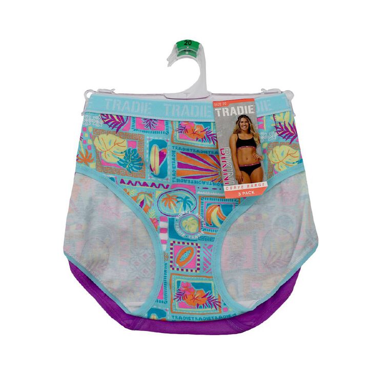Tradie Women's Curve Bikini 3 Pack, Purple Light, hi-res