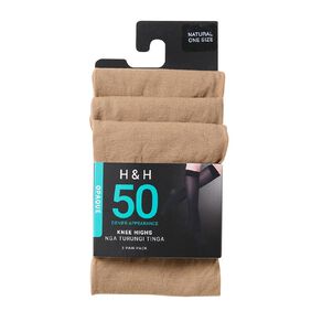 H&H Women's Opaque Knee High Tights 3 Pack