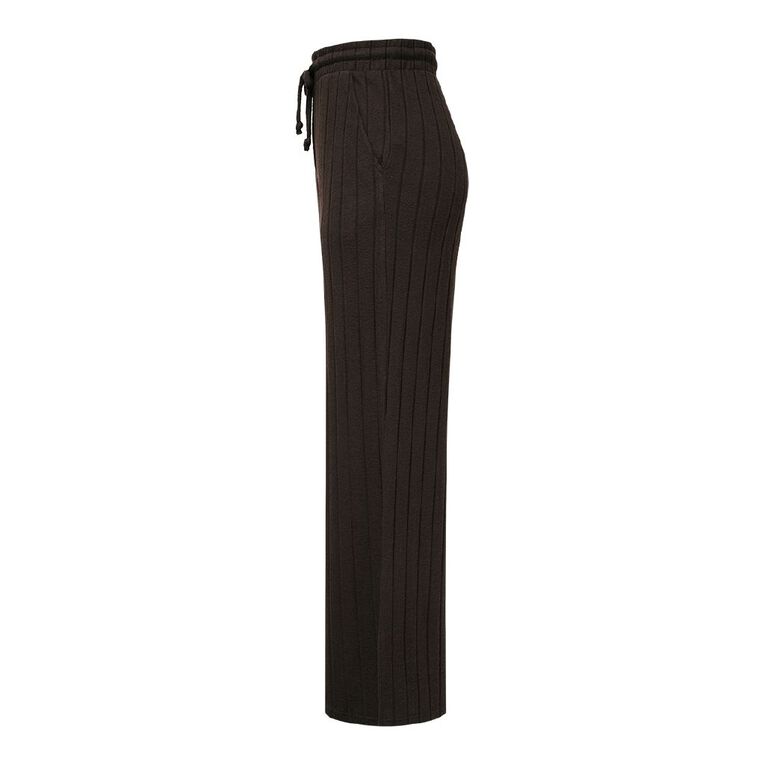 H&H Women's Wide Leg Ribbed Pants, Brown Dark, hi-res