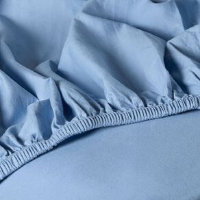 Living & Co 100% Washed Cotton Fitted Sheet Denim Super King