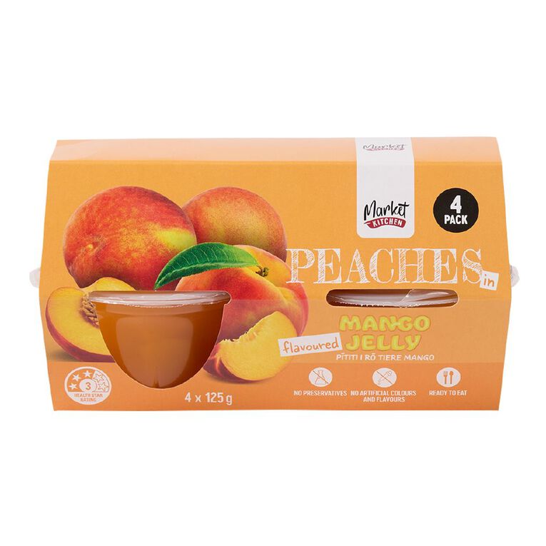 Market Kitchen Peaches in Mango Jelly Cup 125g 4 pack