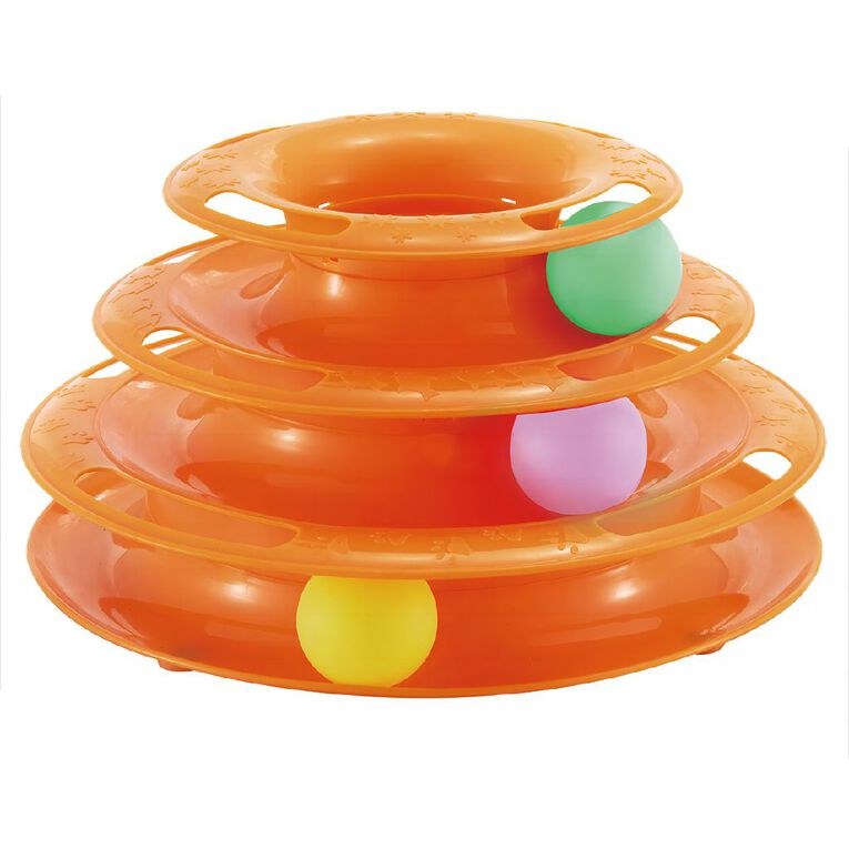 Petzone 3 Tier Cat Tower With Balls Toy Orange, , hi-res