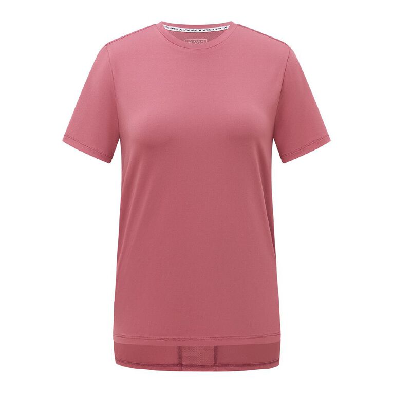 Active Intent Women's Active Mesh Panel Tee, Pink Dark, hi-res